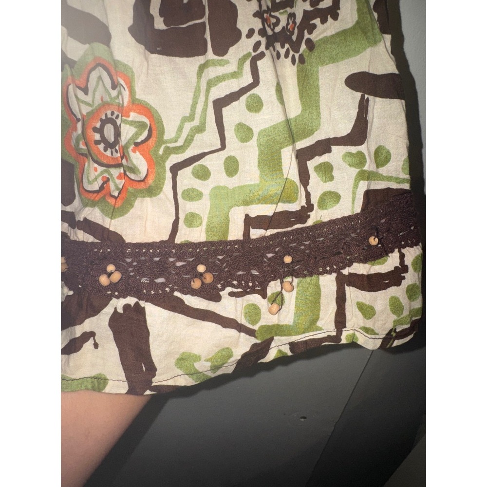 Vtg Y2K Dolled Up by F.A.N.G Sz M Smocked Tube Top Floral Beaded Boho Hippie - Picture 3 of 10